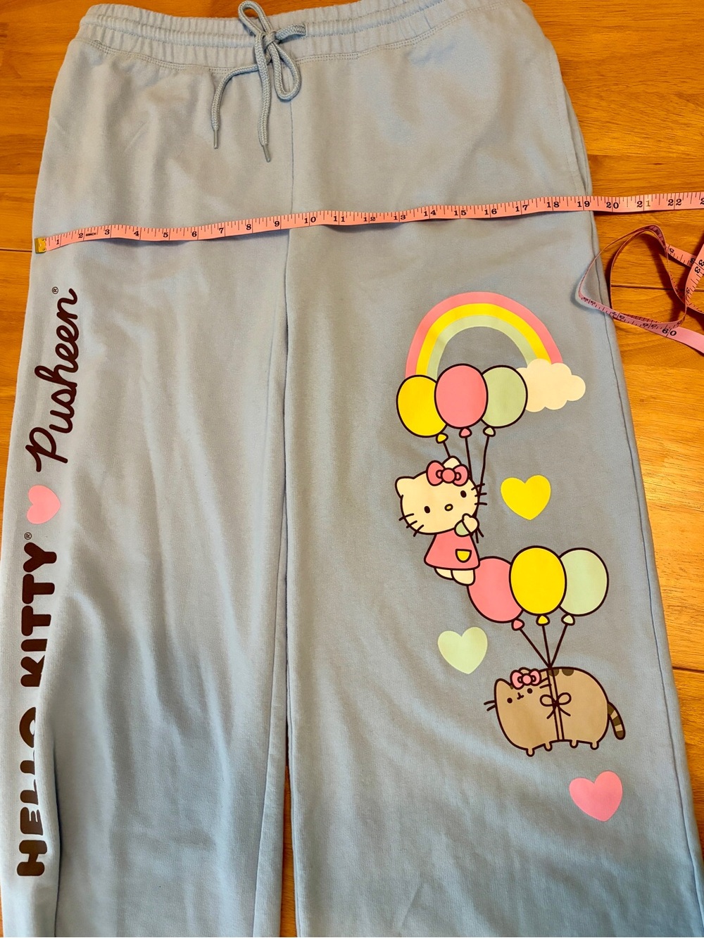 Hello Kitty 🩷 Pusheen Light Blue Sweatpants ~ Women’s XL ~ Pull-on - Picture 6 of 8